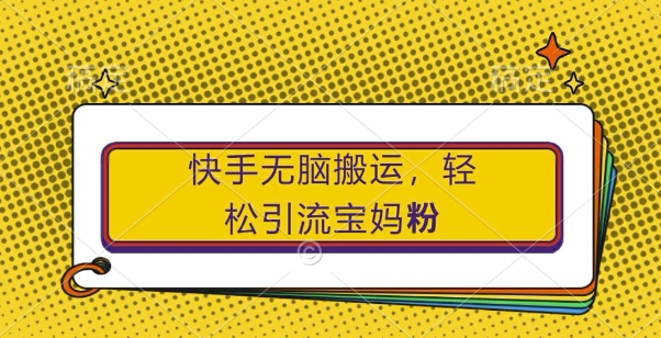快手无脑搬运，轻松引流宝妈粉，纯小白轻松上手【揭秘】-优创项目网