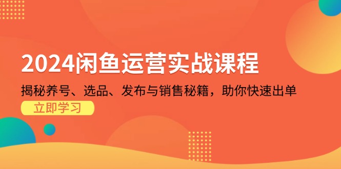 2024闲鱼运营实战课程：揭秘养号、选品、发布与销售秘籍，助你快速出单-优创项目网