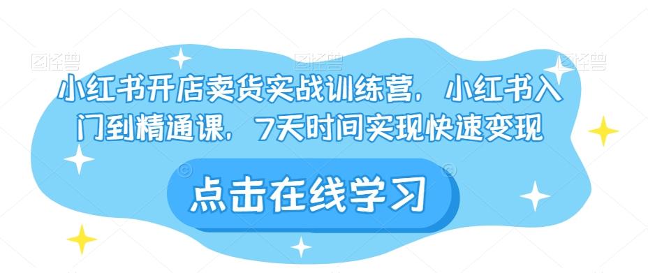 小红书开店卖货实战训练营，小红书入门到精通课，7天时间实现快速变现-优创项目网