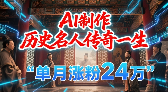 暴力起号！用AI制作历史名人传奇一生，单月涨粉24W，涨粉+变现赛道黑马来了-优创项目网
