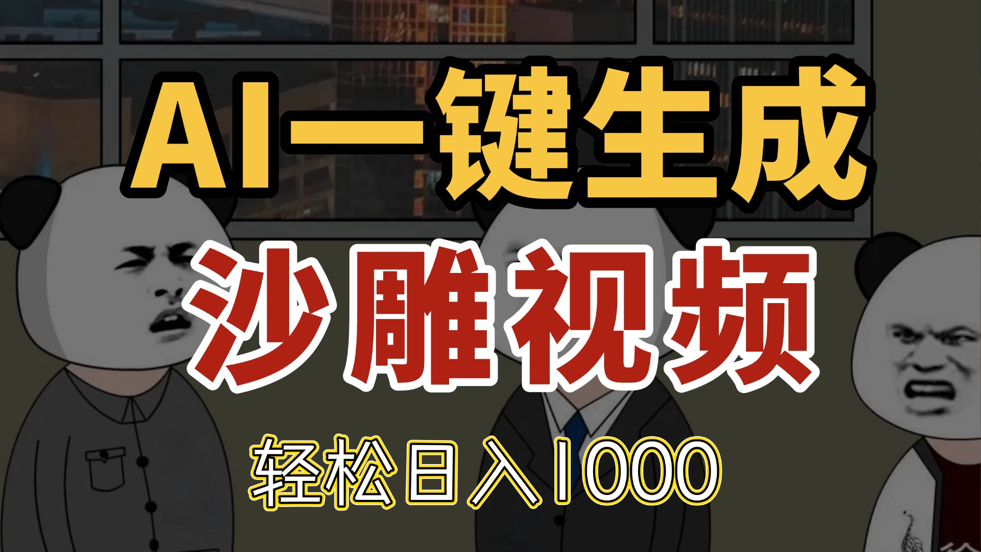 AI一键生成沙雕视频，一条视频千万播放，轻松日入1000-优创项目网