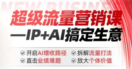 2025年超级流量营销课，IP+AI搞定生意，开启AI增收路径 直击业绩难题 拆解流量打法 放大个体价值-优创项目网
