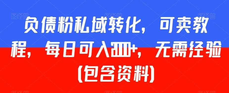负债粉私域转化，可卖教程，每日可入2000+，无需经验（包含资料）【揭秘】-优创项目网