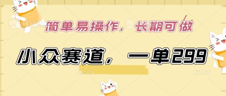 小众赛道，一单299.简单易操作，长期可做【揭秘】-优创项目网
