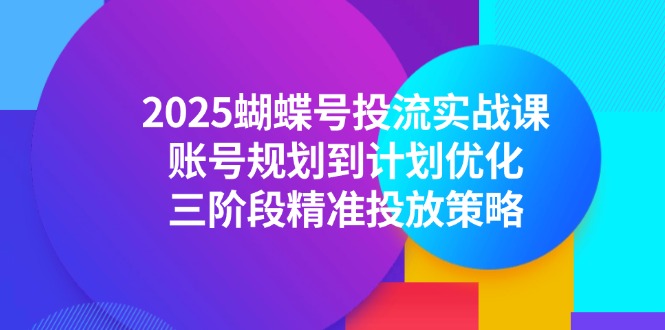 2025蝴蝶号投流实战课，账号规划到计划优化，三阶段精准投放策略-优创项目网