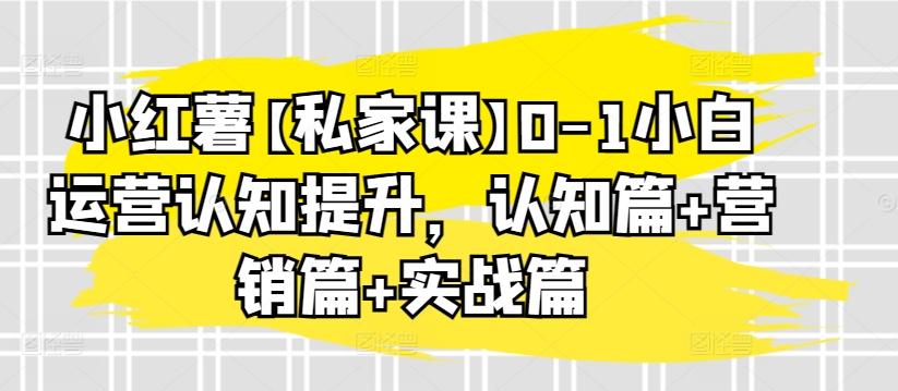 小红薯【私家课】0-1小白运营认知提升，认知篇+营销篇+实战篇-优创项目网