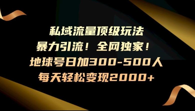 暴力引流，全网独家，地球号日加300-500人，私域流量顶级玩法，每天轻松变现2000+-优创项目网