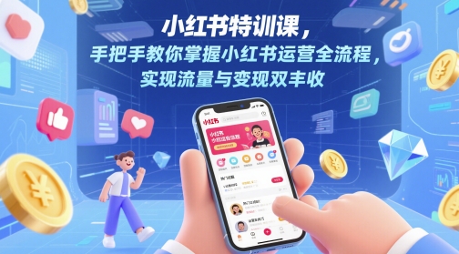 小红书特训课，手把手教你掌握小红书运营全流程，实现流量与变现双丰收-优创项目网