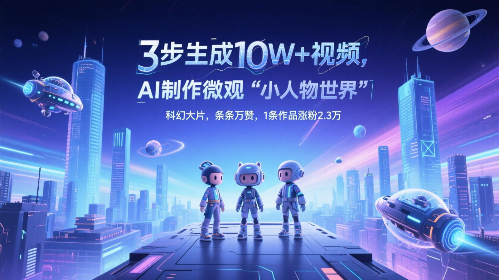 三步生成10W+视频，AI制作微观“小人物世界”科幻大片，条条万赞，1条作品涨粉2.3万-优创项目网