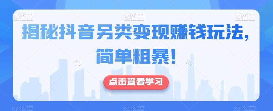 揭秘抖音另类变现赚钱玩法，简单粗暴！-优创项目网
