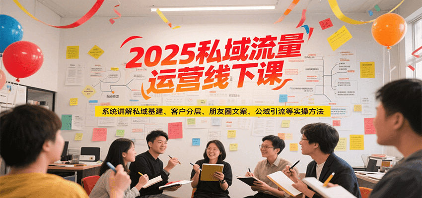 2025私域流量运营线下课，系统讲解私域基建/客户分层/朋友圈文案/公域引流等实操方法-优创项目网
