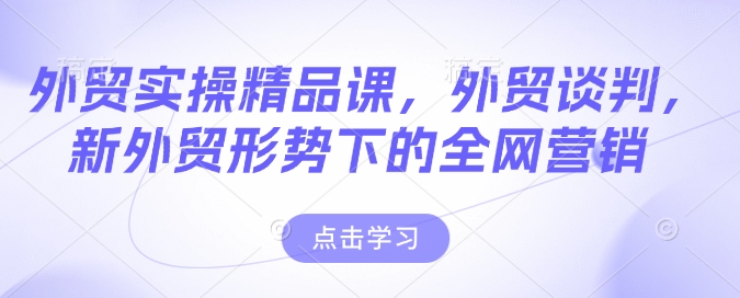 外贸实操精品课，外贸谈判，新外贸形势下的全网营销-优创项目网
