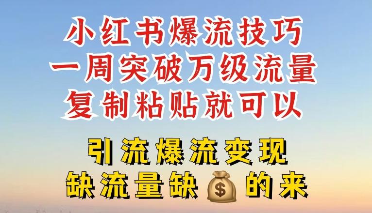 小红书爆流技巧，一周突破万级流量，复制粘贴就可以，引流爆流变现【揭秘】-优创项目网