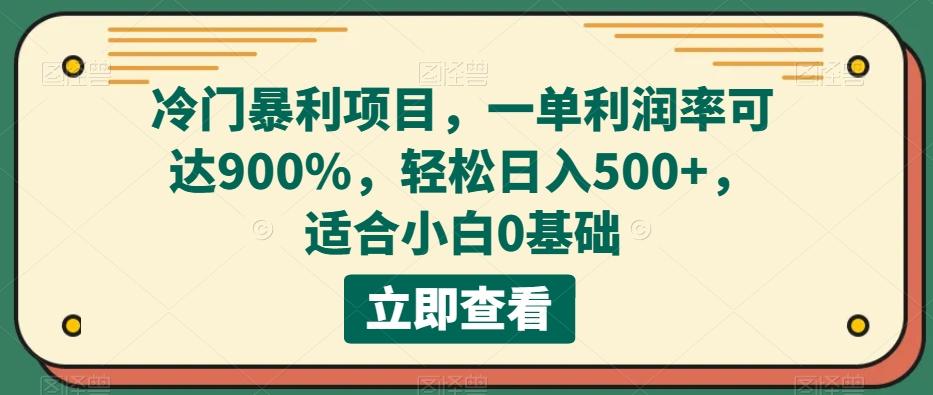冷门暴利项目，一单利润率可达900%，轻松日入500+，适合小白0基础-优创项目网
