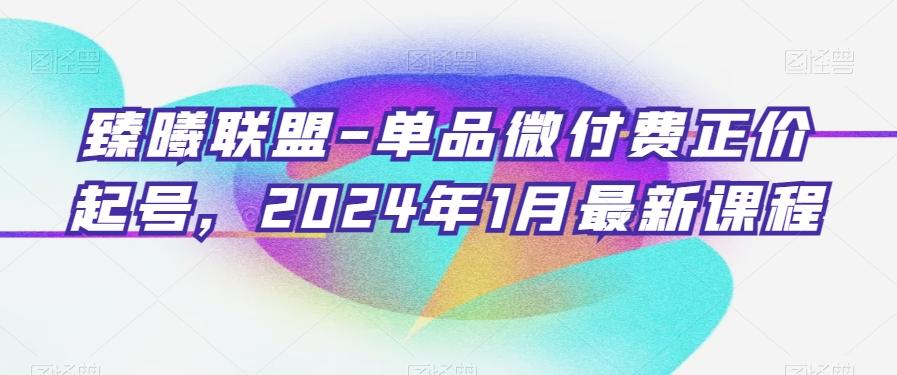 臻曦联盟-单品微付费正价起号，2024年1月最新课程-优创项目网