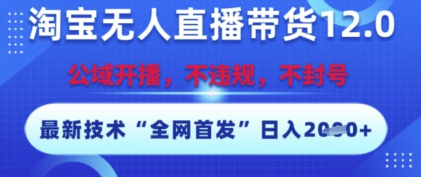 淘宝无人直播带货12.0，最新技术，不封号，不违规，操作简单，开播爆单，日入多张【揭秘】-优创项目网