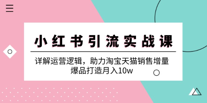小红书引流实战课：详解运营逻辑，助力淘宝天猫销售增量，爆品打造月入10w-优创项目网