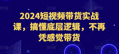 2024短视频带货实战课，搞懂底层逻辑，不再凭感觉带货-优创项目网
