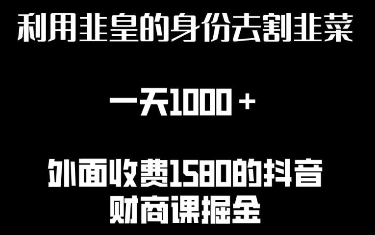 利用非皇的身份去割韭菜，一天1000+(附详细资源)【揭秘】-优创项目网