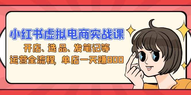 小红书虚拟电商实战课：开店、选品、发笔记等运营全流程，单店一天赚800-优创项目网