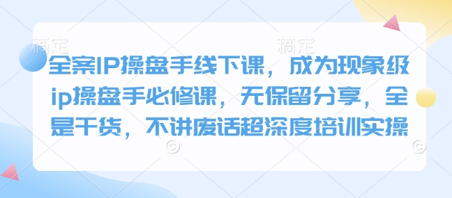 全案IP操盘手线下课，成为现象级ip操盘手必修课，无保留分享，全是干货，不讲废话超深度培训实操-优创项目网