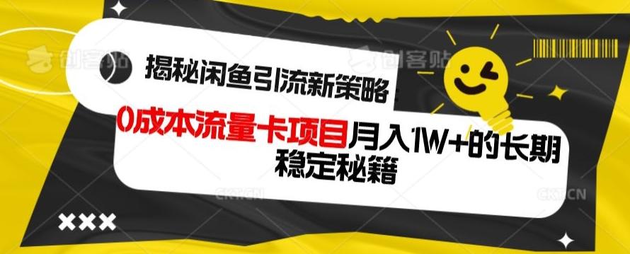 揭秘闲鱼引流新策略：0成本流量卡项目，月入1W+的长期稳定秘籍-优创项目网
