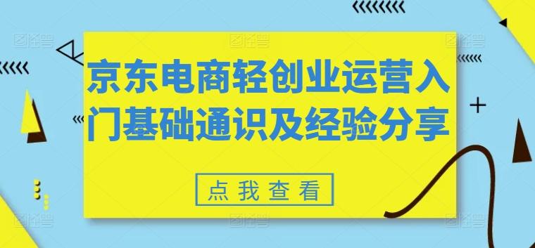 京东电商轻创业运营入门基础通识及经验分享-优创项目网