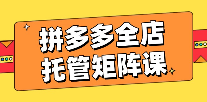 拼多多全店托管矩阵课，盈利动销玩法，高效计划设置，提升店铺效益-优创项目网