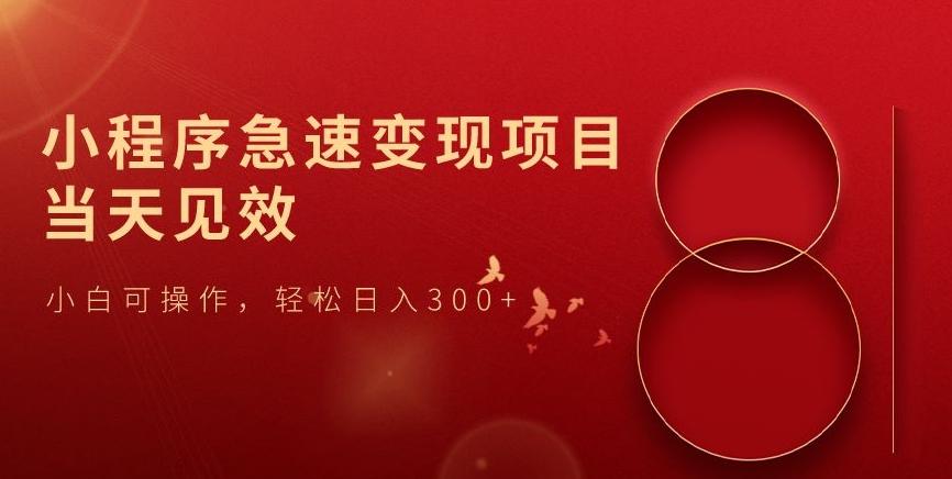 小程序急速变现项目，当天见效，小白可操作，轻松日入300+-优创项目网
