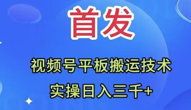 全网首发：视频号平板搬运技术，实操日入三千＋-优创项目网