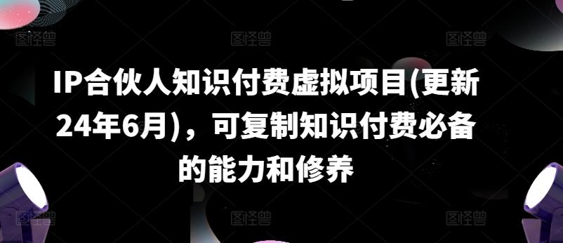 IP合伙人知识付费虚拟项目(更新24年6月)，可复制知识付费必备的能力和修养-优创项目网