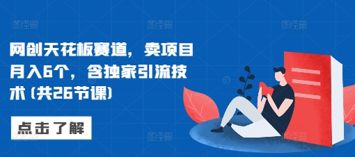 网创天花板赛道，卖项目月入6个，含独家引流技术(共26节课)-优创项目网
