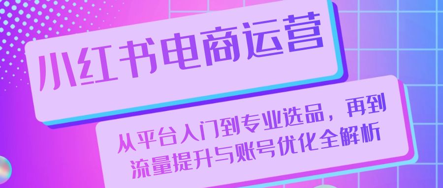 小红书电商运营：从平台入门到专业选品，再到流量提升与账号优化全解析-优创项目网