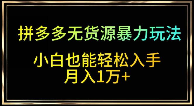 拼多多无货源暴力玩法，全程干货，小白也能轻松入手，月入1万+【揭秘】-优创项目网