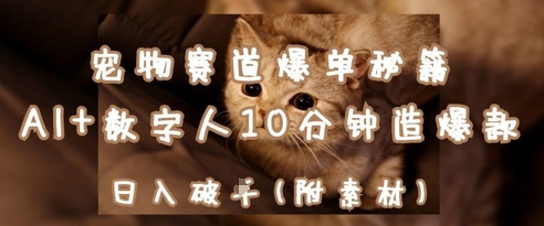 宠物赛道爆单秘籍：AI+数字人10分钟造爆款，日入1k-优创项目网