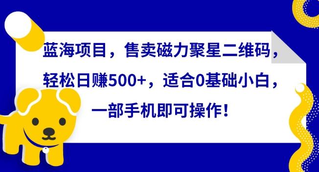 蓝海项目，售卖磁力聚星二维码，轻松日赚500+，适合0基础小白，一部手机即可操作【揭秘】-优创项目网