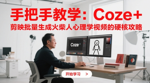 手把手教学：Coze + 剪映批量生成火柴人心理学视频的硬核攻略-优创项目网