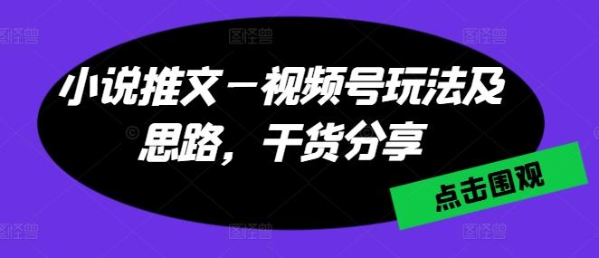 小说推文—视频号玩法及思路，干货分享-优创项目网
