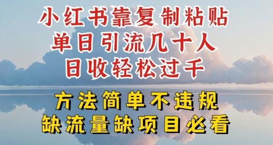 小红书靠复制粘贴单日引流几十人目收轻松过千，方法简单不违规【揭秘】-优创项目网