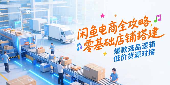 闲鱼电商全攻略，零基础店铺搭建，爆款选品逻辑，低价货源对接-优创项目网
