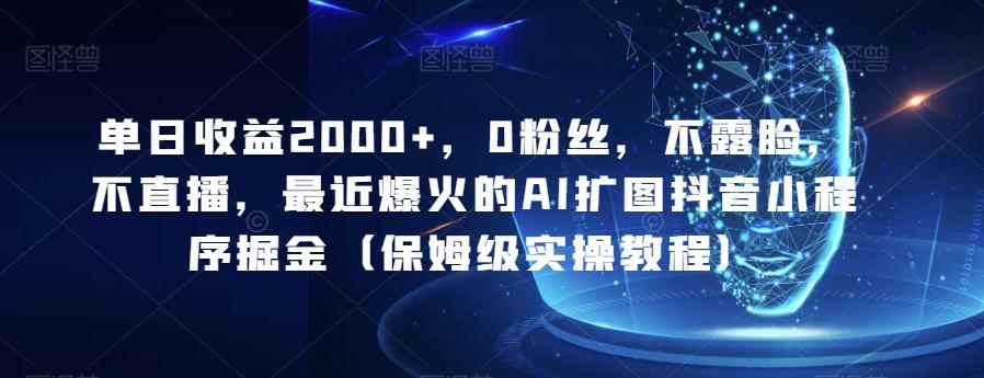 单日收益2000+，0粉丝，不露脸，不直播，最近爆火的AI扩图抖音小程序掘金（保姆级实操教程）-优创项目网