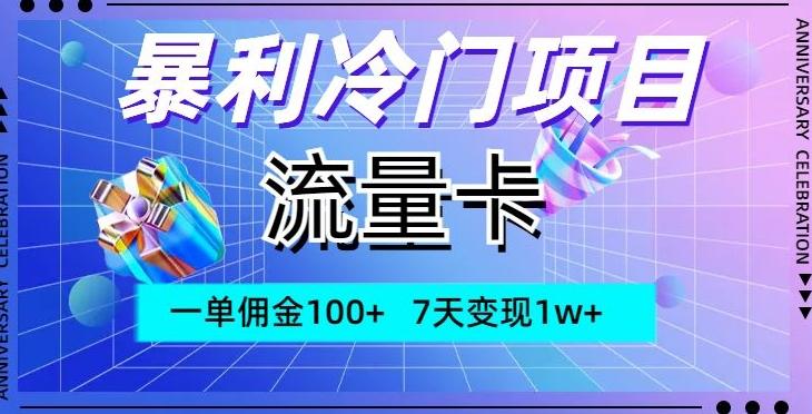 暴利冷门项目，流量卡，一单佣金100+，7天变现1w+-优创项目网