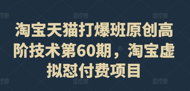 淘宝天猫打爆班原创高阶技术第60期，淘宝虚拟怼付费项目-优创项目网