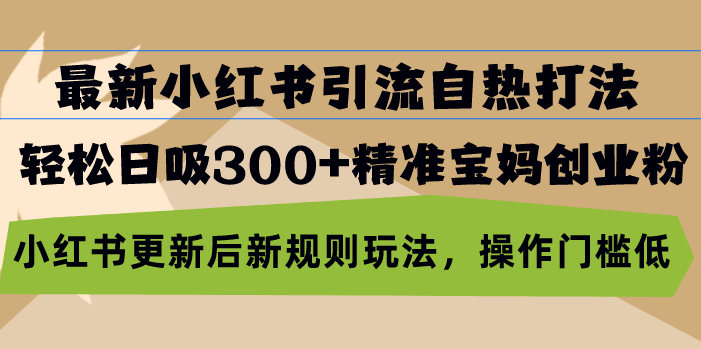 最新小红书引流自热打法，轻松日吸300+精准宝妈创业粉，小红书更新后新...-优创项目网