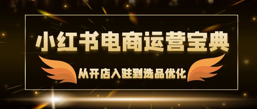 小红书电商运营宝典：从开店入驻到选品优化，一站式解决你的电商难题-优创项目网