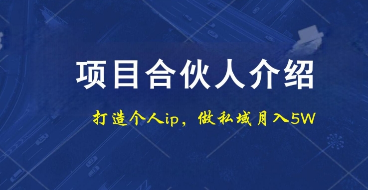 项目合伙人项目，打造个人IP，做私域月入5W，小白勿扰-优创项目网