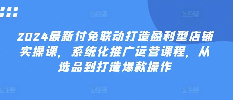 2024最新付免联动打造盈利型店铺实操课，​系统化推广运营课程，从选品到打造爆款操作-优创项目网
