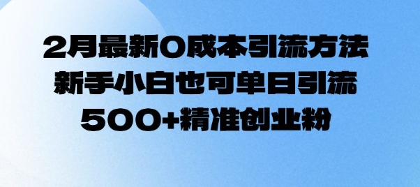 2月最新0成本引流方法，新手小白也可单日引流500+精准创业粉-优创项目网