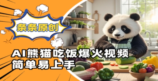 Ai熊猫吃饭爆火视频，条条原创，简单易上手-优创项目网