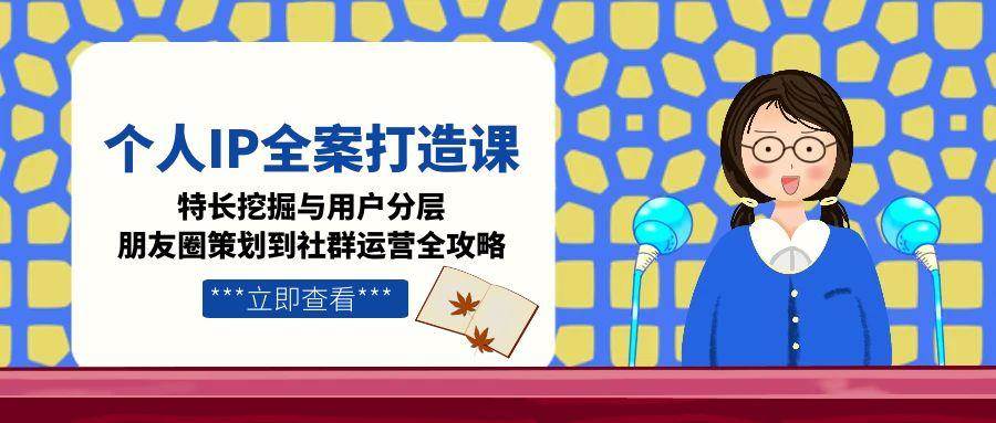 个人IP全案打造课，特长挖掘与用户分层，朋友圈策划到社群运营全攻略-优创项目网